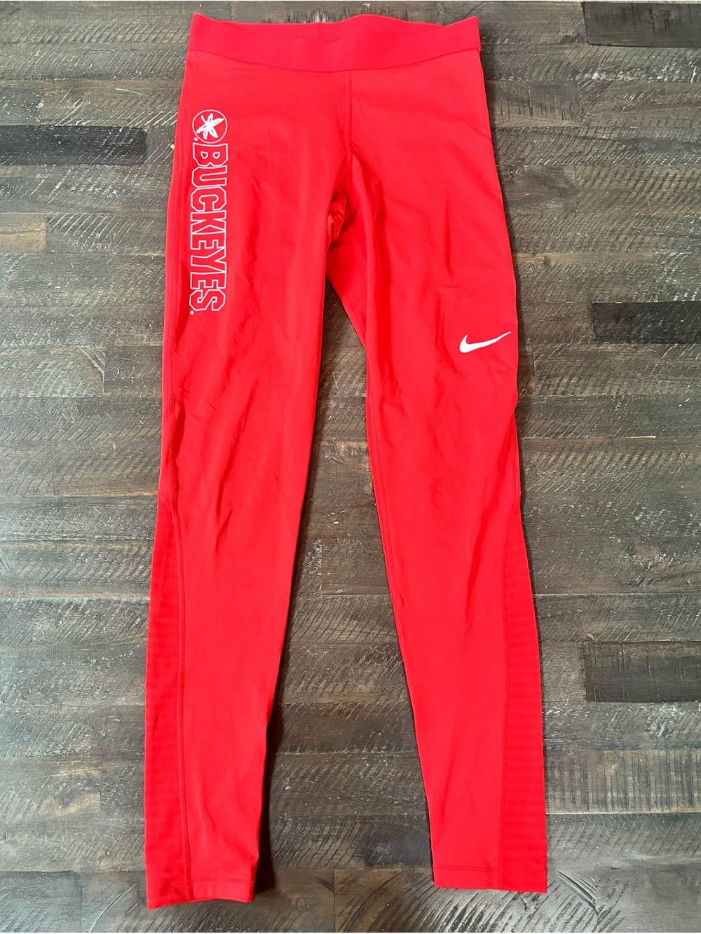 Nike Red Buckeyes Athletic Leggings with Swoosh